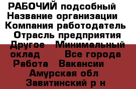 РАБОЧИЙ подсобный › Название организации ­ Компания-работодатель › Отрасль предприятия ­ Другое › Минимальный оклад ­ 1 - Все города Работа » Вакансии   . Амурская обл.,Завитинский р-н